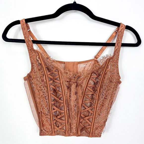 Victoria's Secret Very Sexy Unlined Lace Up Caramel Corset Bra Top - Picture 3 of 8